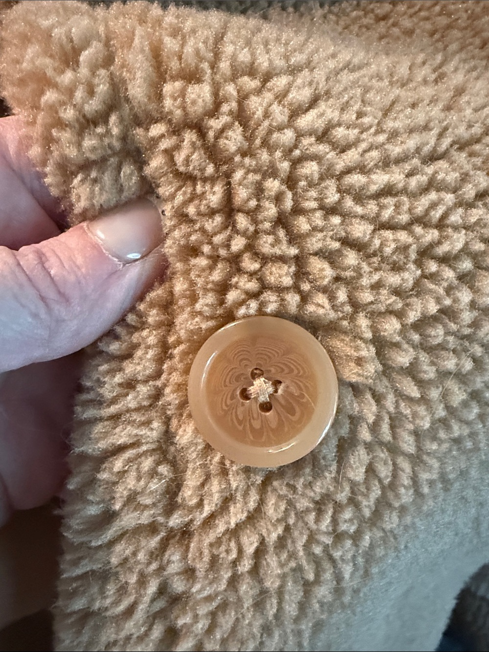 Express Tan Teddy Long Coat with Button Front - Picture 7 of 10